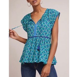 Anthropologie Geo Print Peplum Peasant Top, Size S